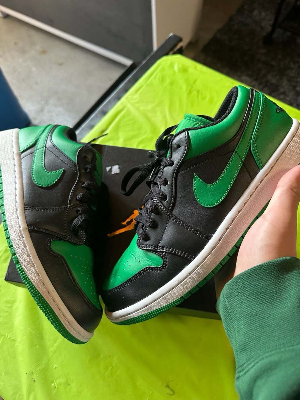 Air Jordan 1 Low Lucky Green Black Size 9 Women or 7.5 Men